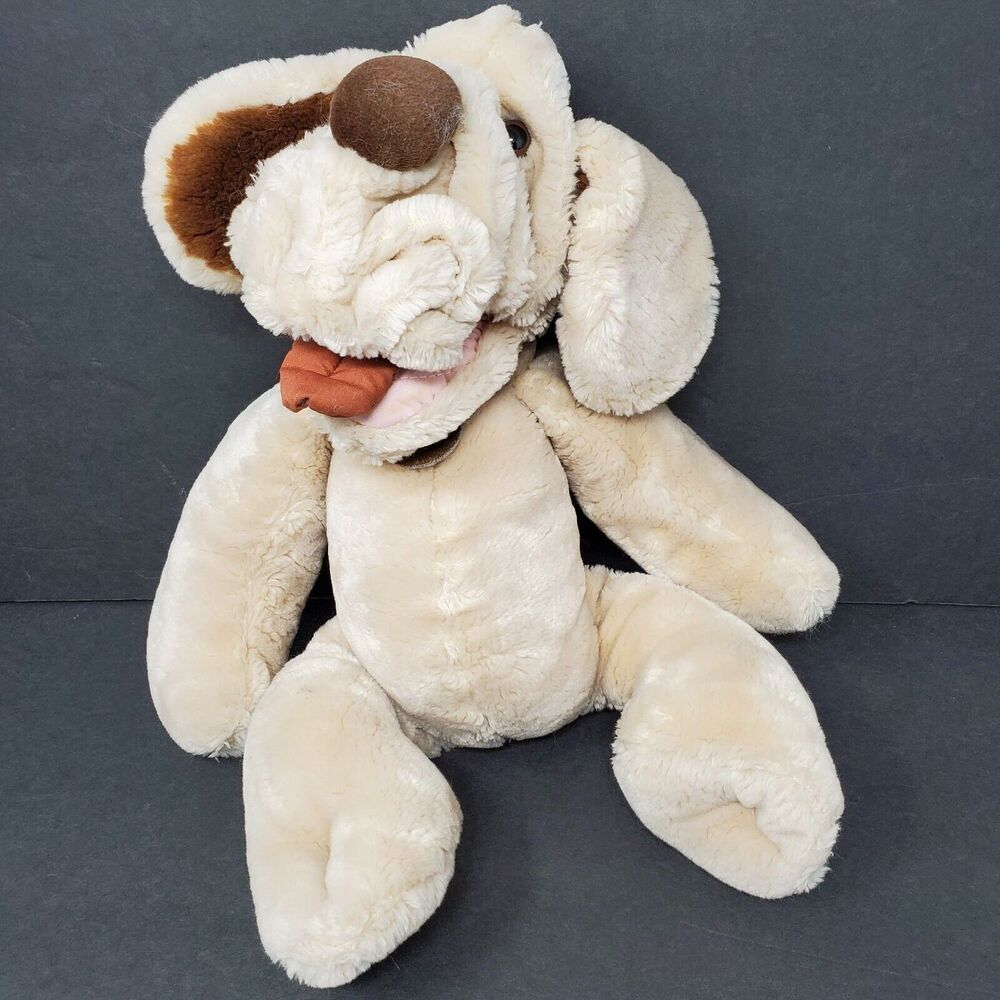 Ganzbros Wrinkles Puppy Dog Puppet Plush Stuffed Animal Tan Brown Show Vintage